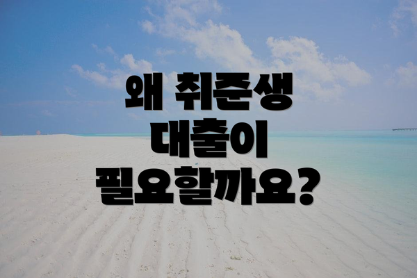 왜 취준생 대출이 필요할까요?