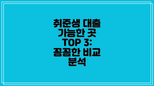 취준생 대출 가능한 곳 TOP 3: 꼼꼼한 비교 분석