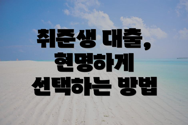 취준생 대출, 현명하게 선택하는 방법