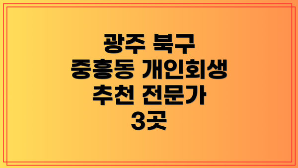 광주 북구 중흥동 개인회생 추천 전문가 3곳