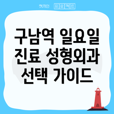 구남역 일요일 진료 성형외과 선택 가이드