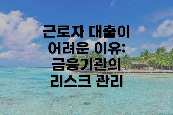 근로자 대출이 어려운 이유: 금융기관의 리스크 관리