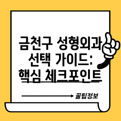 금천구 성형외과 선택 가이드: 핵심 체크포인트