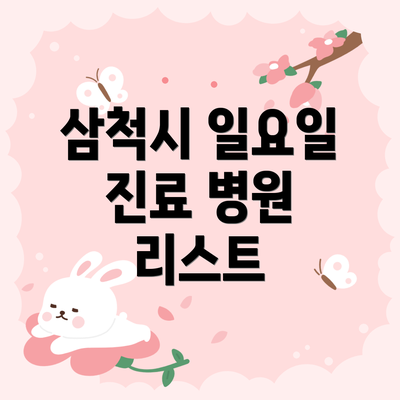 삼척시 일요일 진료 병원 리스트