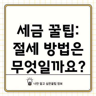 세금 꿀팁:  절세 방법은 무엇일까요?