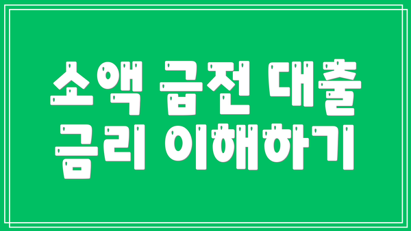 소액 급전 대출 금리 이해하기