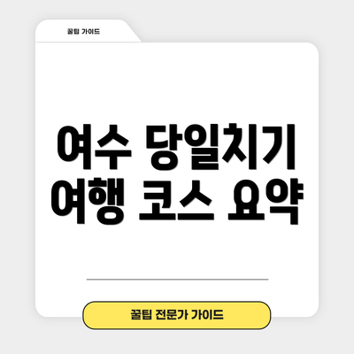 여수 당일치기 여행 코스 요약