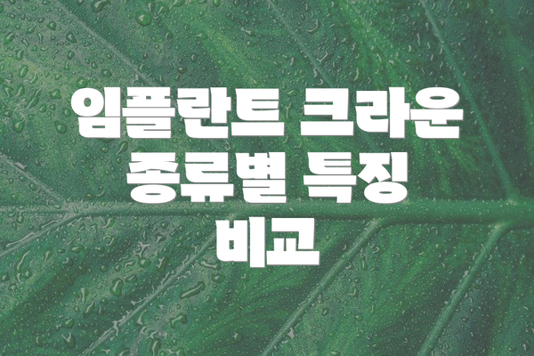 임플란트 크라운 종류별 특징 비교