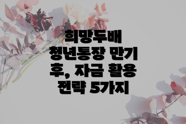 희망두배 청년통장 만기 후, 자금 활용 전략 5가지
