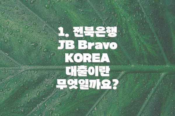 1. 전북은행 JB Bravo KOREA 대출이란 무엇일까요?