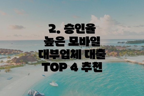 2. 승인율 높은 모바일 대부업체 대출 TOP 4 추천