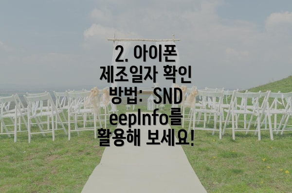 2. 아이폰 제조일자 확인 방법:  SNDeepInfo를 활용해 보세요!