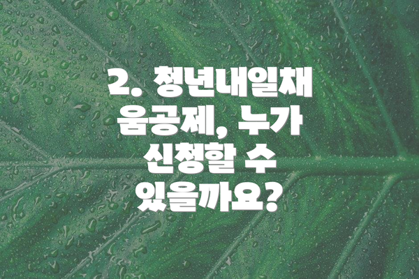 2. 청년내일채움공제, 누가 신청할 수 있을까요?