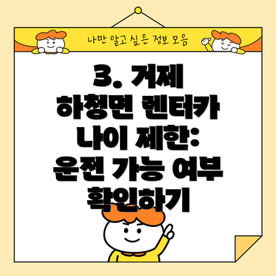 3. 거제 하청면 렌터카 나이 제한: 운전 가능 여부 확인하기