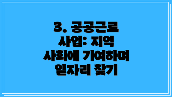 3. 공공근로 사업: 지역 사회에 기여하며 일자리 찾기