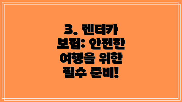3. 렌터카 보험: 안전한 여행을 위한 필수 준비!