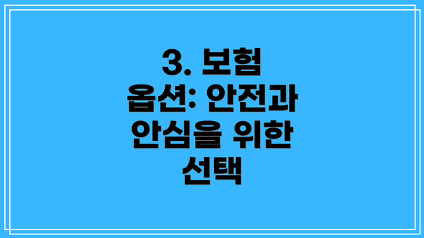 3. 보험 옵션: 안전과 안심을 위한 선택