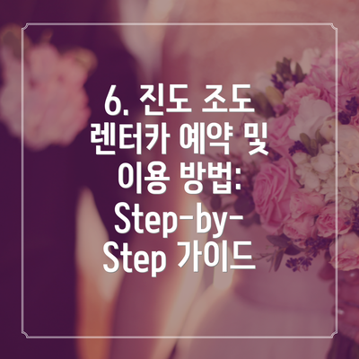 6. 진도 조도 렌터카 예약 및 이용 방법: Step-by-Step 가이드