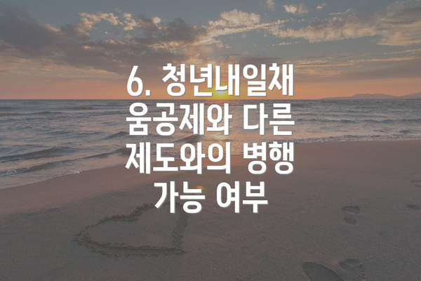 6. 청년내일채움공제와 다른 제도와의 병행 가능 여부