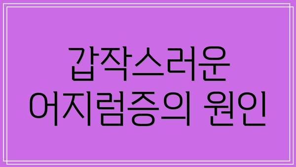 갑작스러운 어지럼증의 원인