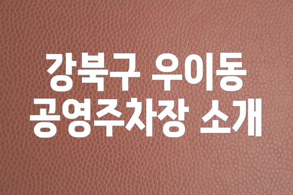 강북구 우이동 공영주차장 소개