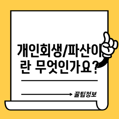 개인회생/파산이란 무엇인가요?