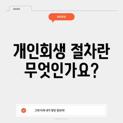 개인회생 절차란 무엇인가요?
