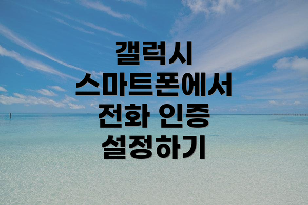갤럭시 스마트폰에서 전화 인증 설정하기