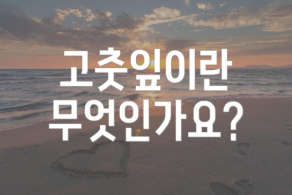고춧잎이란 무엇인가요?