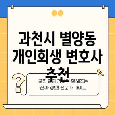 과천시 별양동 개인회생 변호사 추천