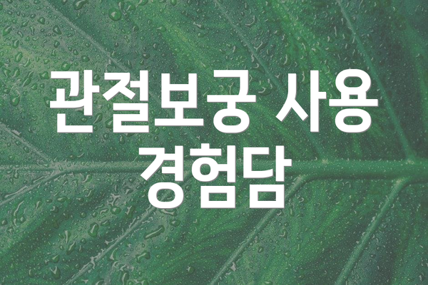 관절보궁 사용 경험담