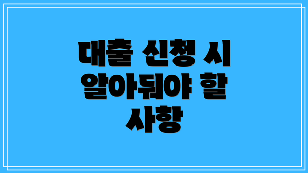 대출 신청 시 알아둬야 할 사항