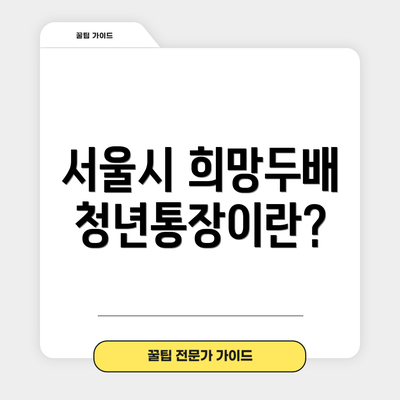 서울시 희망두배 청년통장이란?