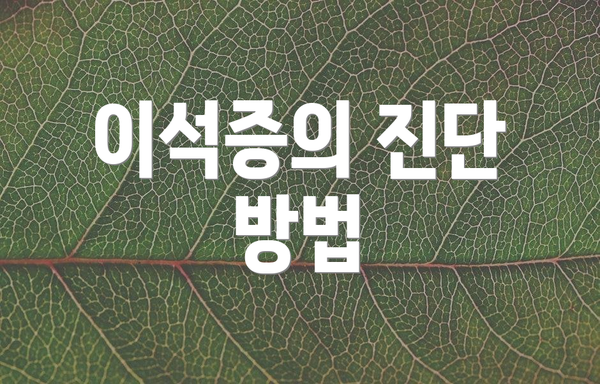 이석증의 진단 방법