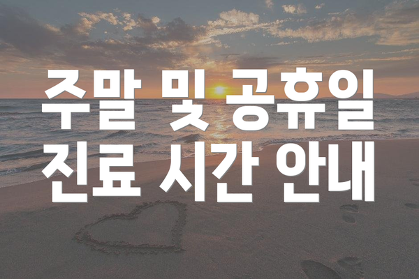 주말 및 공휴일 진료 시간 안내