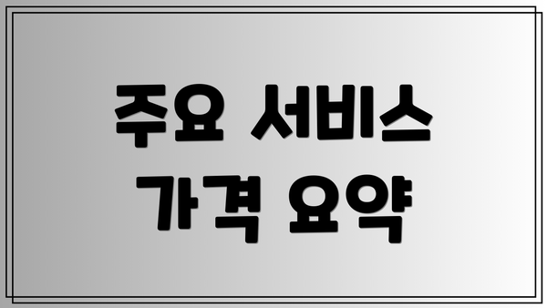 주요 서비스 가격 요약