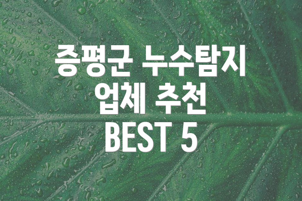 증평군 누수탐지 업체 추천 BEST 5
