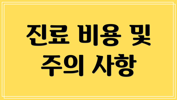 진료 비용 및 주의 사항