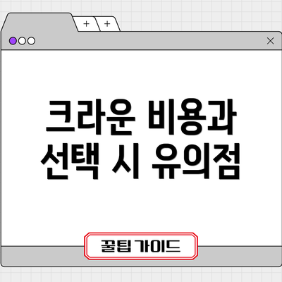 크라운 비용과 선택 시 유의점