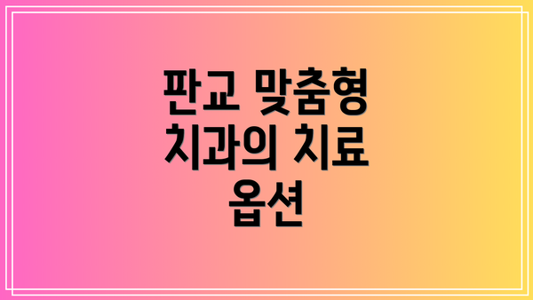 판교 맞춤형 치과의 치료 옵션