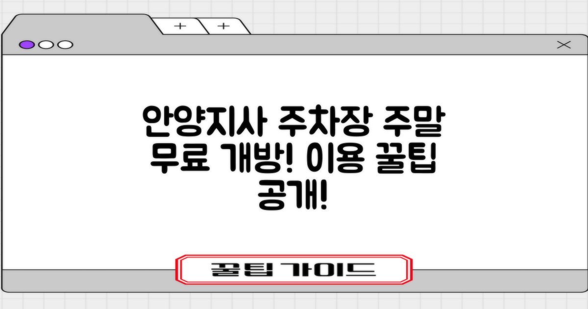 안양지사 주차장: 주말 무료 개방 정보 및 이용 안내