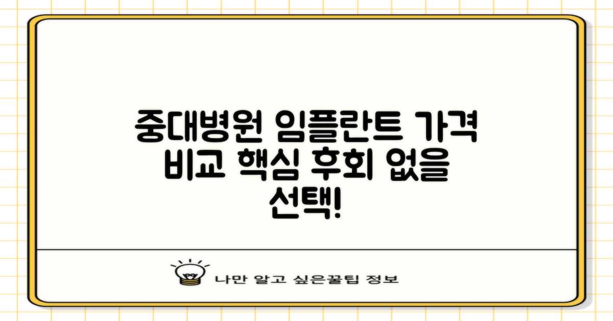 후회 없는 선택, 중대병원 임플란트 가격 비교 핵심은?